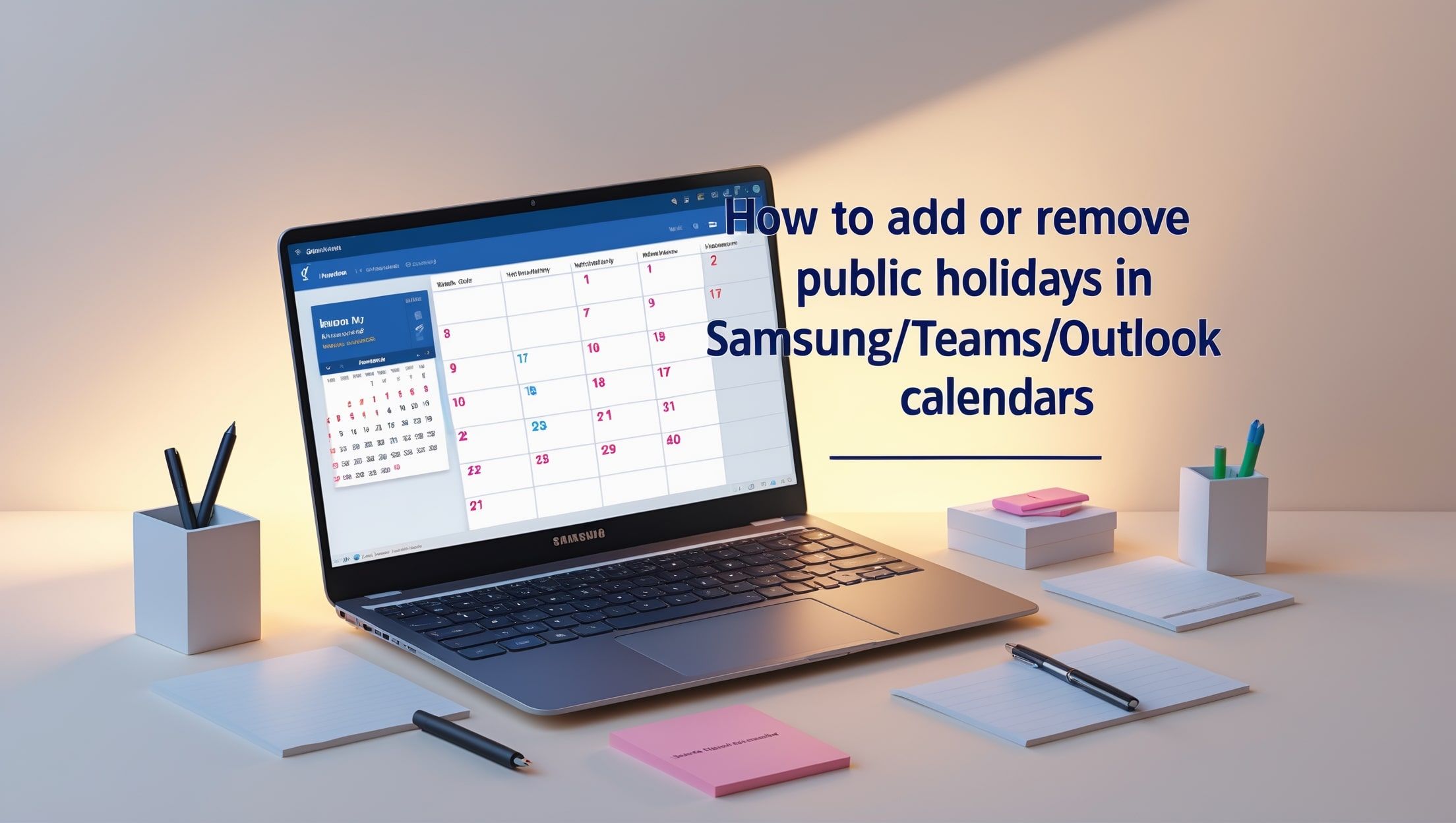 Kako dodati ali odstraniti državne praznike v koledarjih Samsung/Teams/Outlook